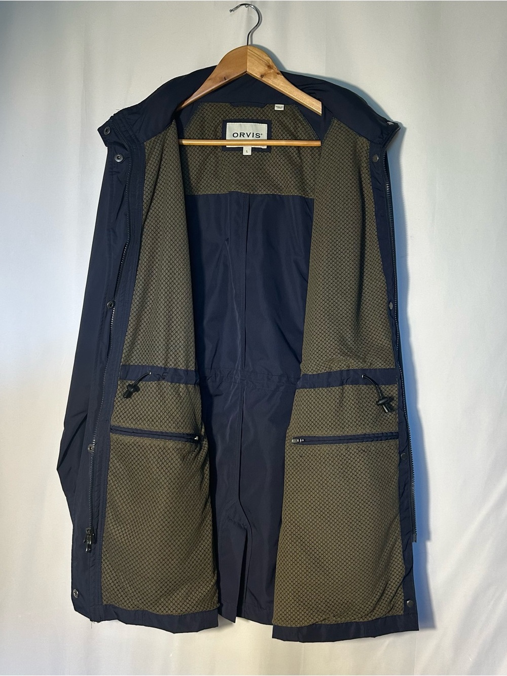 Orvis Coat Size L Pack and Go Navy Women's Trench Packable Rain Outdoor Gorpcore - Picture 8 of 12
